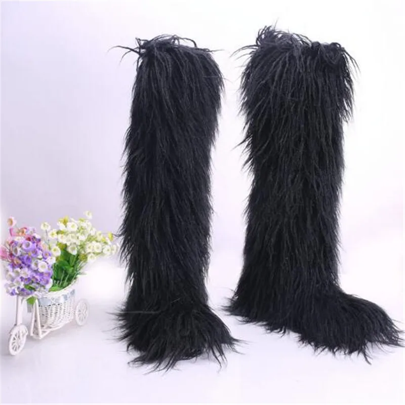 High boots Женские зимние ботинки с искусственным лисьим мехом; женская теплая обувь на меху; женские ботильоны; женская обувь на платформе; botas Mujer; цвет белый, черный - Цвет: High boots