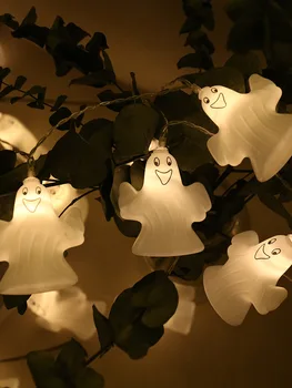 

Factory Wholesale Led Ghost Lighting Chain Halloween Ghost Festival Christmas Dress up 10 Lights Battery Color Lighting Chain