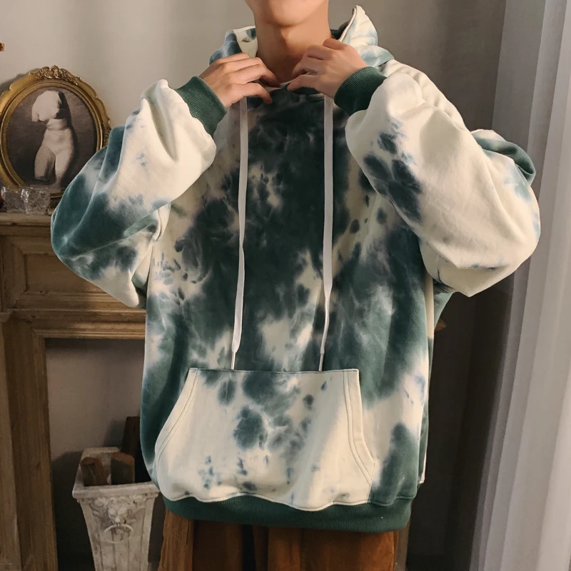 

Autumn Hoodies Men Fashion Tie Dyed Printed Casual Cotton Hoodie Men Hooded Sweatshirt Man Streetwear Loose Hip Hop Hoody M-5XL