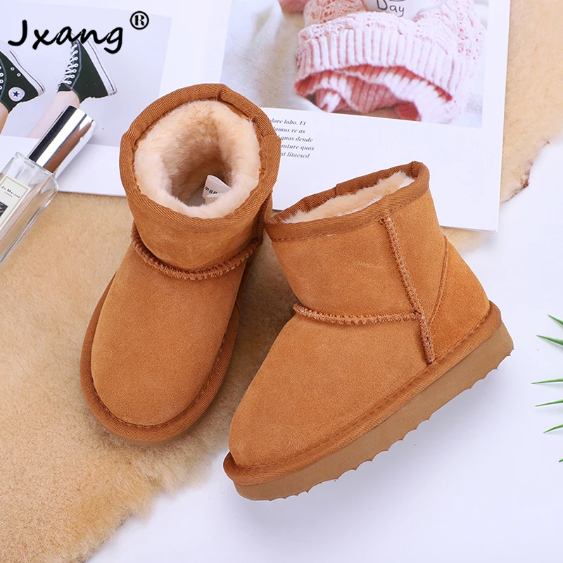 

JXANG 2020 new genuine leather wool snow boots children high quality Australian boots boys and girls winter boots warm boots