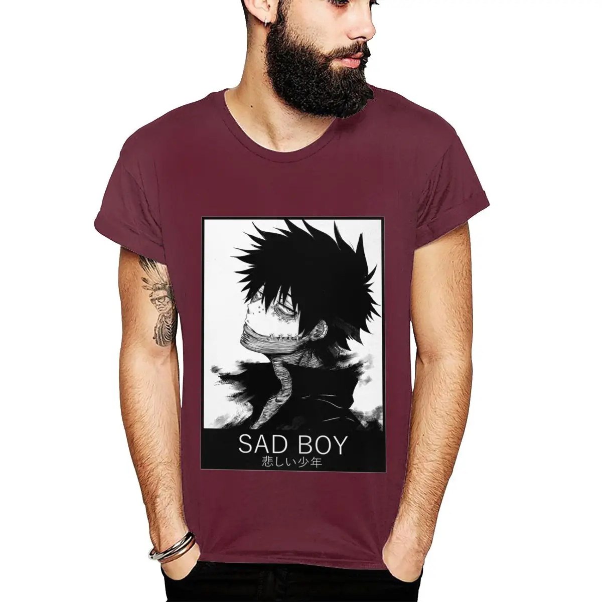 Абстрактный DABI BOKU NO My HERO Academy SAD BOY футболка унисекс Лето Большой размер круглый воротник Camiseta - Цвет: Коричневый