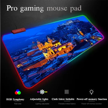 

Yuzuoan XXL Programming Mouse Pad White Snow Castle Cloth Fabric LED Color Lighting Backlight RGB Gaming Mouse Pad Locking-Edge