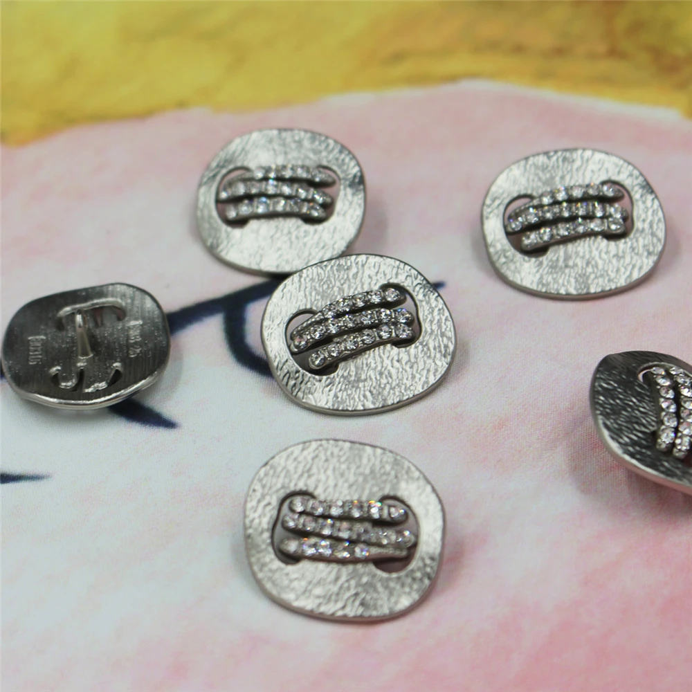 

10pcs/lot Silver Rhinestone Shirt Buttons Women's Clothing Decoration Accessories Fashion Metal Buttons Handmade Sewing Buttons