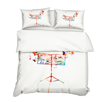 

Lychee 3D Musical Note Bedding Set Fashion Printed Pillowcase Duvet Cover Sets 3pcs Home Bed Linings Family Bed Sets