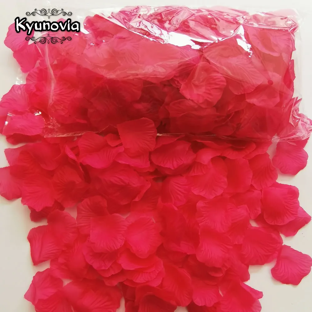 Kyunovia, 1000 шт, полиестовые лепестки роз, Petalos De Rosa, свадебные украшения, искусственная ткань, Свадебные лепестки роз BY42