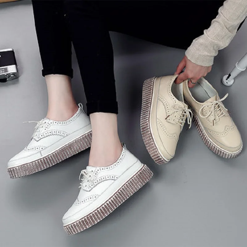 nuevos zapatos de plataforma de cuero de primavera zapatos pertimales Zapatos de plataforma Brock aumento salvaje en zapa