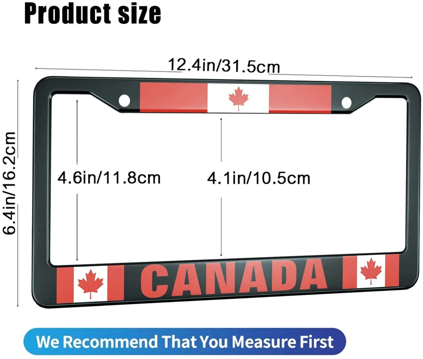WHITE CANADA CANADIAN  flag License Plate Frame