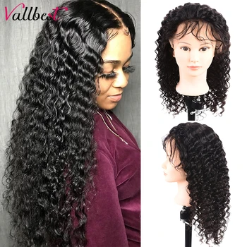 

Vallbest Brazilian Deep Wave Wig 150% Density Lace Front Human Hair Wigs For Black Women Pre Plucked Remy 13X4 Lace Frontal Wig