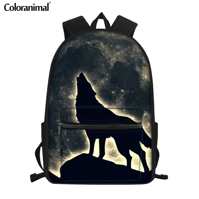 Coloranimal 3D Луна волк школьная сумка для девочек-подростков Фиолетовый Космические звезды Школьный Рюкзак Галактика Студенческая Книга сумка Mochila Младенческая - Цвет: HMC1308Z58