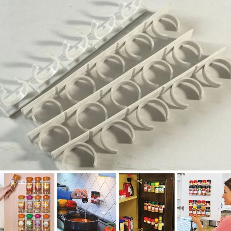 

Kitchen Condiment Bottles Storage Rack Spice Organizer Wall Shelf Mounted Hanger Storage Shelf Gripper Rack Seasoning Carrier