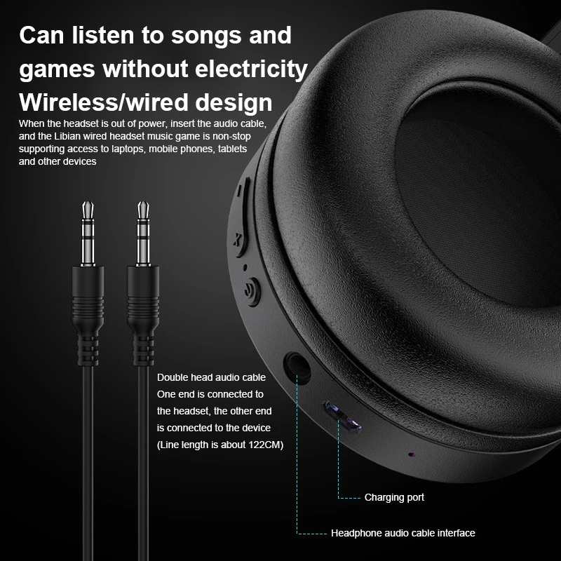 2 Colors Dual Mode Wireless Wired Headphones Bluetooth Headphones Competitive Gaming Headset Stereo Noise Reduction Headphones