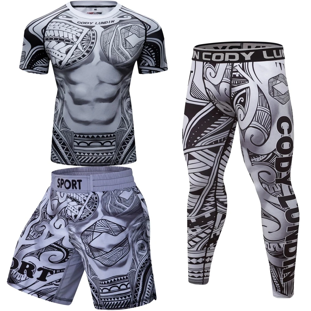 Rashguard MMA T Shirts Pants Muay Thai Shorts BJJ Tracksuit Boxing Jerseys MMA Compression Men Kickboxing Sport Suit sports apparel mens t shirt