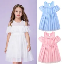 Платье принцессы с оборками без рукавов; Весенняя элегантная одежда для маленьких девочек; летние модные детские платья для девочек