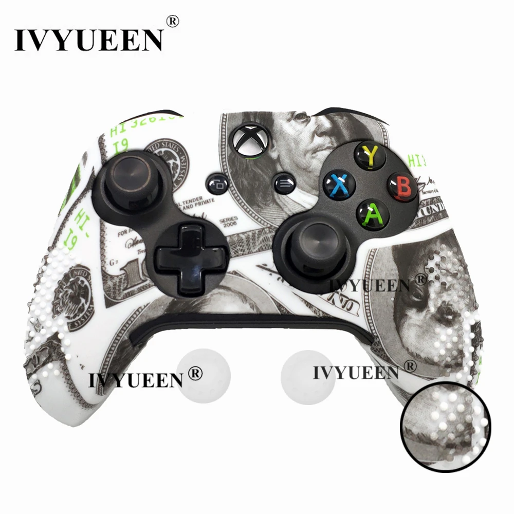 US Dollar IVYUEEN, 15 цветов, силиконовый чехол для microsoft Xbox One X S, тонкий контроллер, защитный чехол с аналоговой ручкой для большого пальца - Цвет: US Dollar