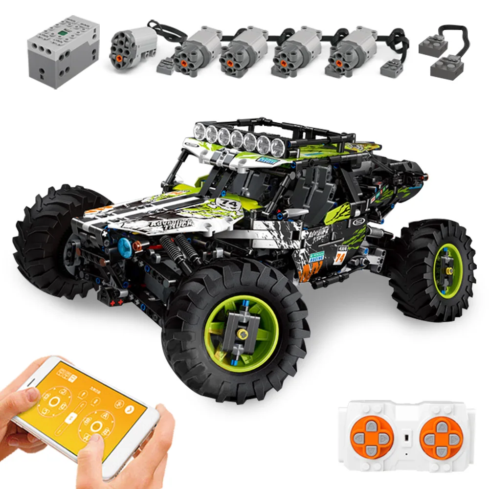 

1890pcs assenmble APP RC Green Hound Buggy Model Building Blocks compatible legoed Technic Bricks toys for children