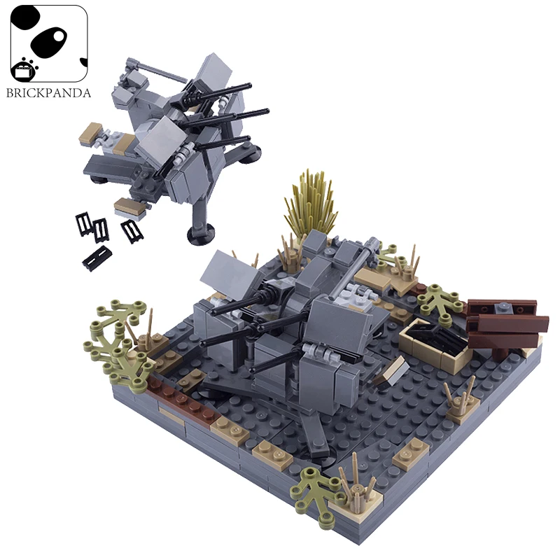 

Военная немецкая модель строительных блоков WW2 Flak38 Cannon, детали для строительства, аксессуары для детей