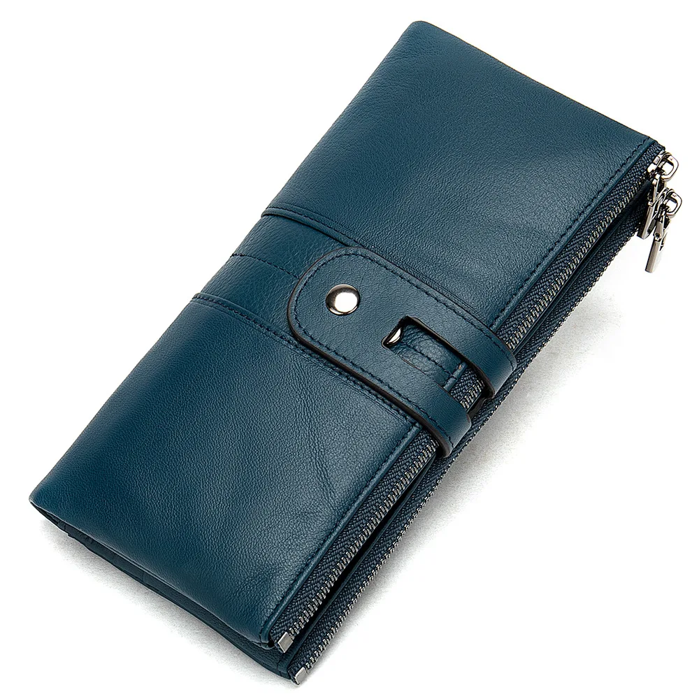 

High Quality Genuine Leather Wallets Women Long Purses Ladies Clutch Bag Authentic Leather Bag Card Holder Long Wallet for Women