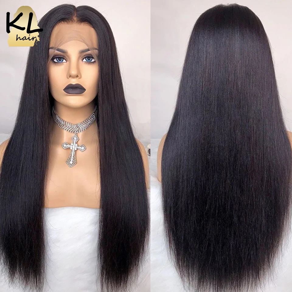KL 8-26 дюймов 150 Плотность 13x6 бесклеевой Синтетические волосы на кружеве человеческих волос парики предварительно вырезанные бразильские Волосы remy с детскими волосами для черных Для женщин