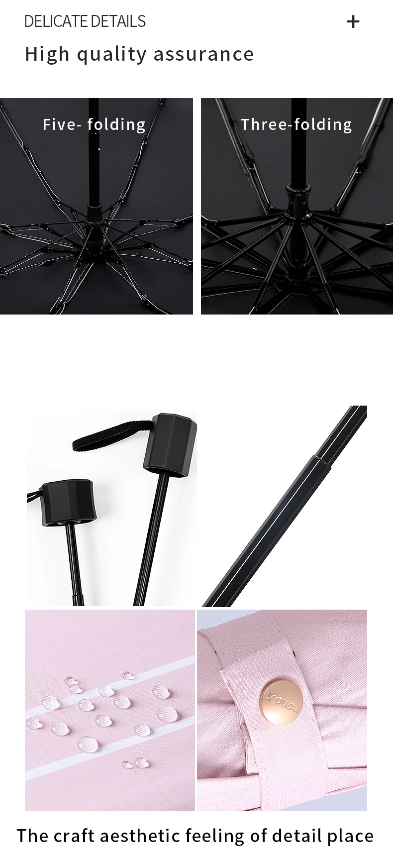Contracted Stripe Three-folding And Five-folding Umbrella Windproof Sunny or Rainy Parasol