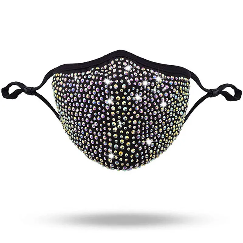 Unisex Fashion Shining Rhinestone Decoration Elastic Mask Jewellery Dance Party Cosplay Night Club Crystal Masks Face Jewelry
