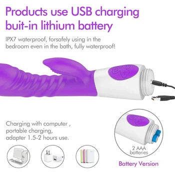 Rechargeable G spot Dildo Rabbit Vibrator Waterproof Erotic Sex Toys for Women Female Masturbation Lesbian Adult Products 3