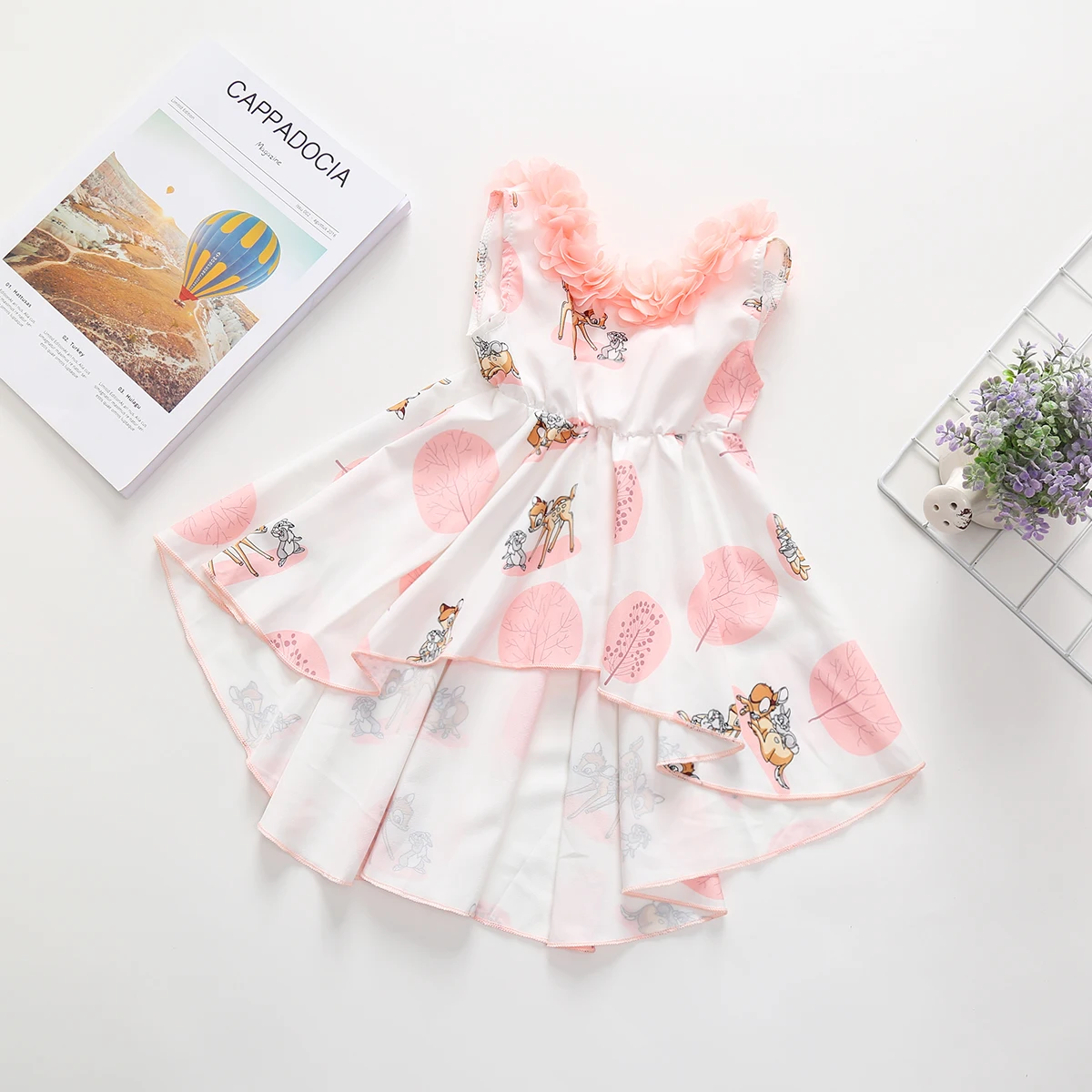 Pudcoco Summer Toddler Baby Girl Clothes Sleeveless Flower Ruffle Backless Fawn Print Dress Sundress