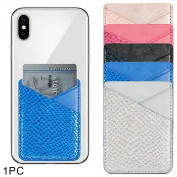 

Adhesive Universal Credit Card Adhesive Pouch Purse PU Leather Storage Wallet Card Holder Cell Phone Stick-on Pocket Sticker