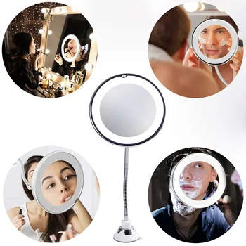 

Flexible 10X Magnifying Makeup Mirror lamp desktop mirror headlight makeup lamp 360 degree suction cup adjustable magnifier lamp