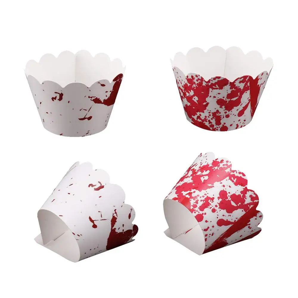 24/48pcs Halloween Cupcake Decorations Cupcake Wrapper Cupcake Toppers Liner Muffin Cases Spider Ghost Party Supplies Favors