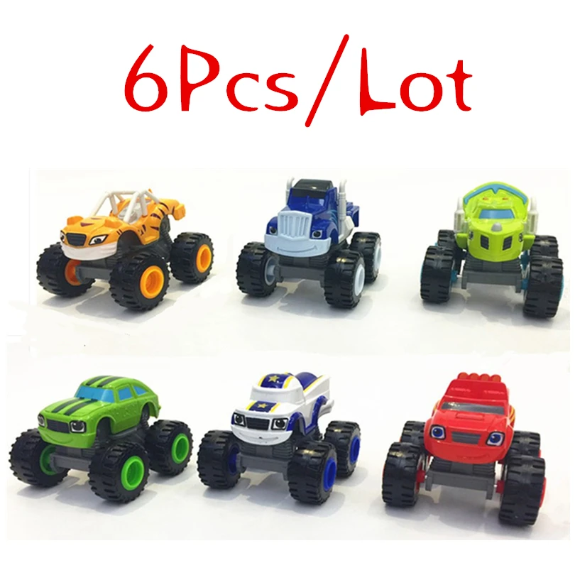 

High Quality 6pcs/set Blaze Car toys Russian Crusher Truck Vehicles Figure Blaze Toy Gifts For Kids Children
