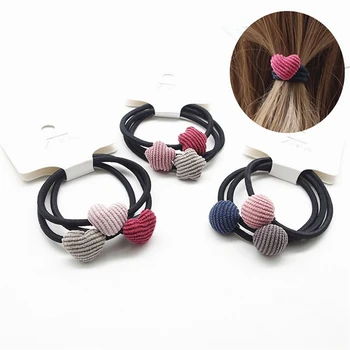 

3Pcs/Set Round Heart Star Cloth Buckle Rubber Bands Women Girls Hair Rope Elastic Hair Bands Ponytail Holder Hair Accessories