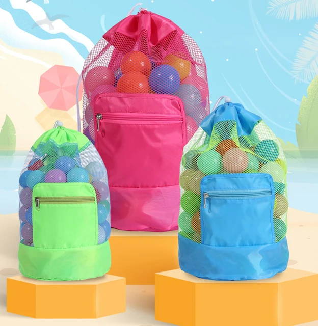 Portable Children Baby Beach Sand Toy Net Bag Baby Beach Toys Storage Mesh Bags Folding Sundries Mesh Baby Storage Backpack 2