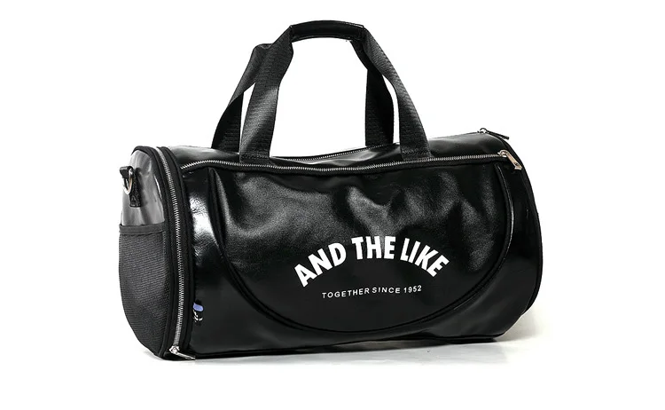 Black leather PU sports bag men's fitness sports bag fitness handbag ladies fitness yoga travel bag duffel bag