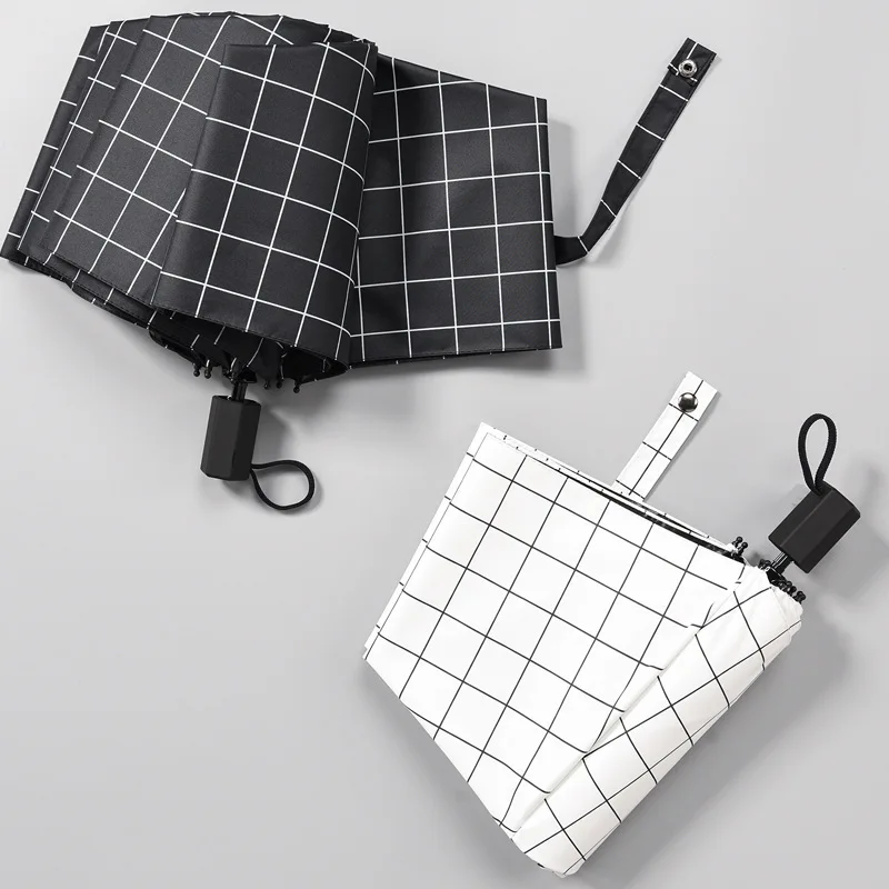 

Three Fold Black And White ge zi san Umbrella Manual Vinyl Sun-resistant Parasol Advertising Umbrella