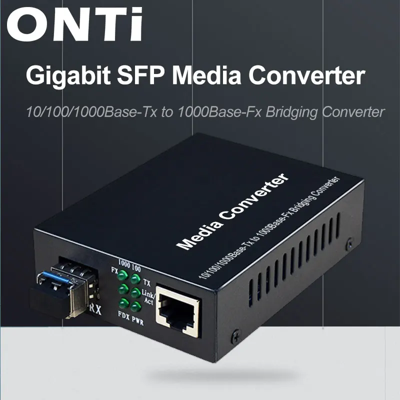 ONTi SFP Fiber to RJ45 Media Converter SFP 10/100/1000M Ethernet Converter Transceiver with Optical Module Compatible Cisco etc 3g sdi over fiber converter broadcast level include sfp module single mode single fiber 20km with rs485 or tally loop output