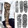 Compass Robot Arm Temporary Tattoos Sleeve For Men Women Realistic Fake Skull Angel Full Arm Tatoos Maori Totem Tattoo Sticker 1