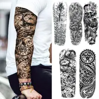 Compass Robot Arm Temporary Tattoos Sleeve For Men Women Realistic Fake Skull Angel Full Arm Tatoos Maori Totem Tattoo Sticker 1