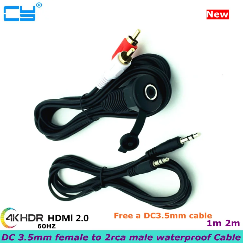 

New 1m 2m DC 3.5mm female to 2rca male instrument panel waterproof installation audio cable, suitable for ships, cars, trucks