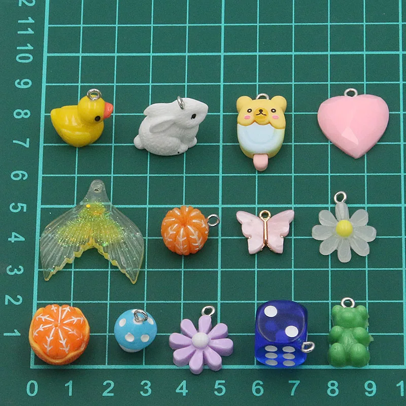 Resin Earring Charms Diy Findings Keychain Bracelets Pendant 10Pcs 27 Styles Mix Fruit Animals Flowers For Jewelry Making, resin charms,animal charms,jewelry charms