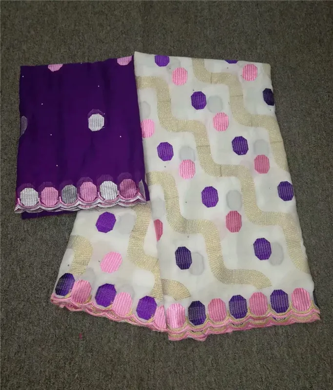 

Latest party African cotton lace fabric nice matching 2Y Swiss voile lace fabric for dress set YCV57(5+2y)