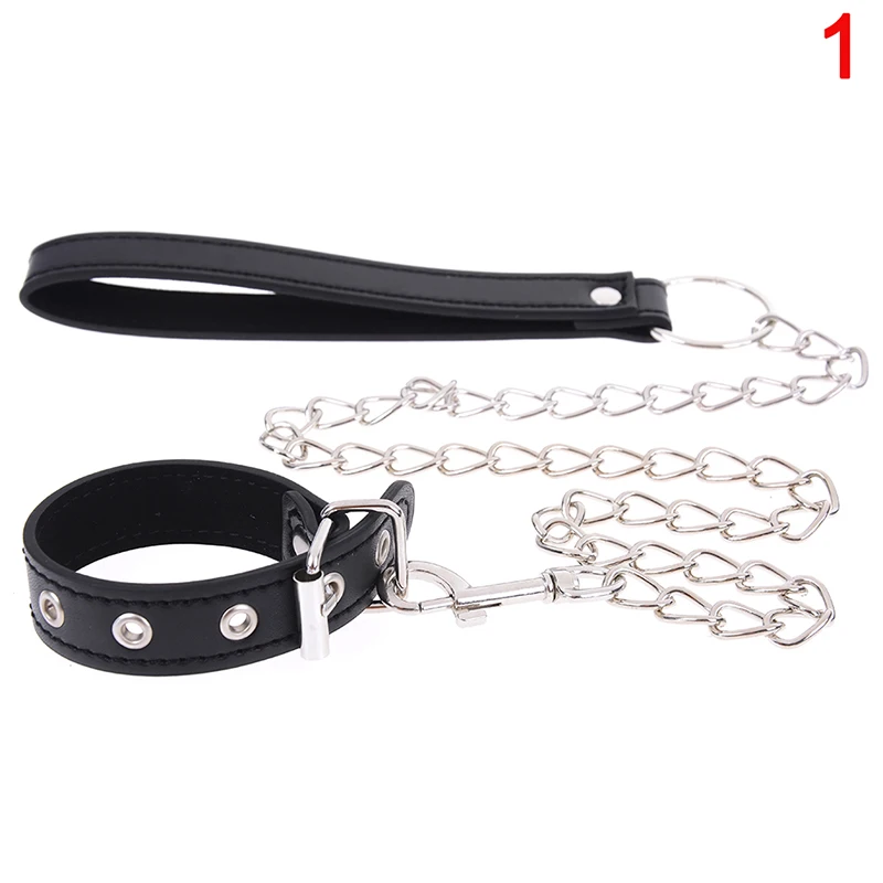 Leather Penis Ring Male Cock Metal Chain Leash Chastity Devices Belt Cage Scrotum Testicle Cockring Stretcher Sex Toys | Красота и