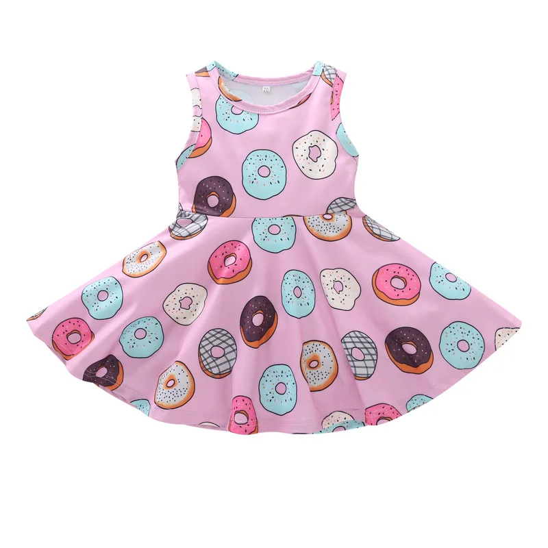 

2019 Summer New Baby Girl Dress For Girls Lovely Pink Donut Print Party 1st Birthday Dress Baby Kids Baptism Dress Vestidos