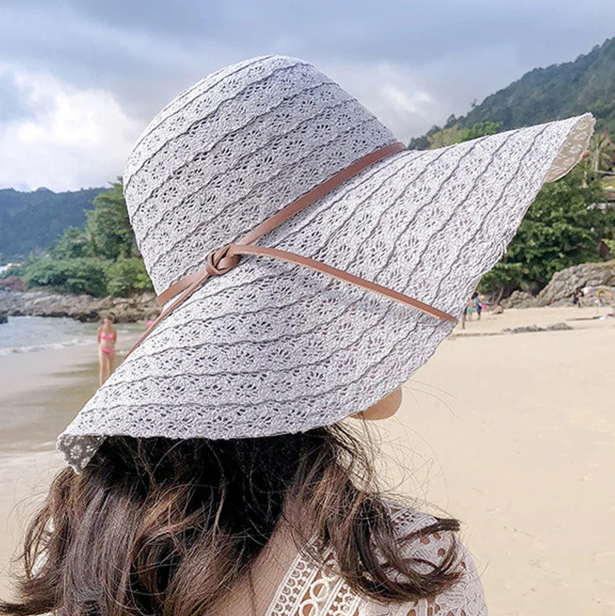 Darringls Sombrero de Paja Mujer Sombrero Arco de Paja Playa Sombrero al Aire Libre Protector Solar Vacaciones Sombrero para 