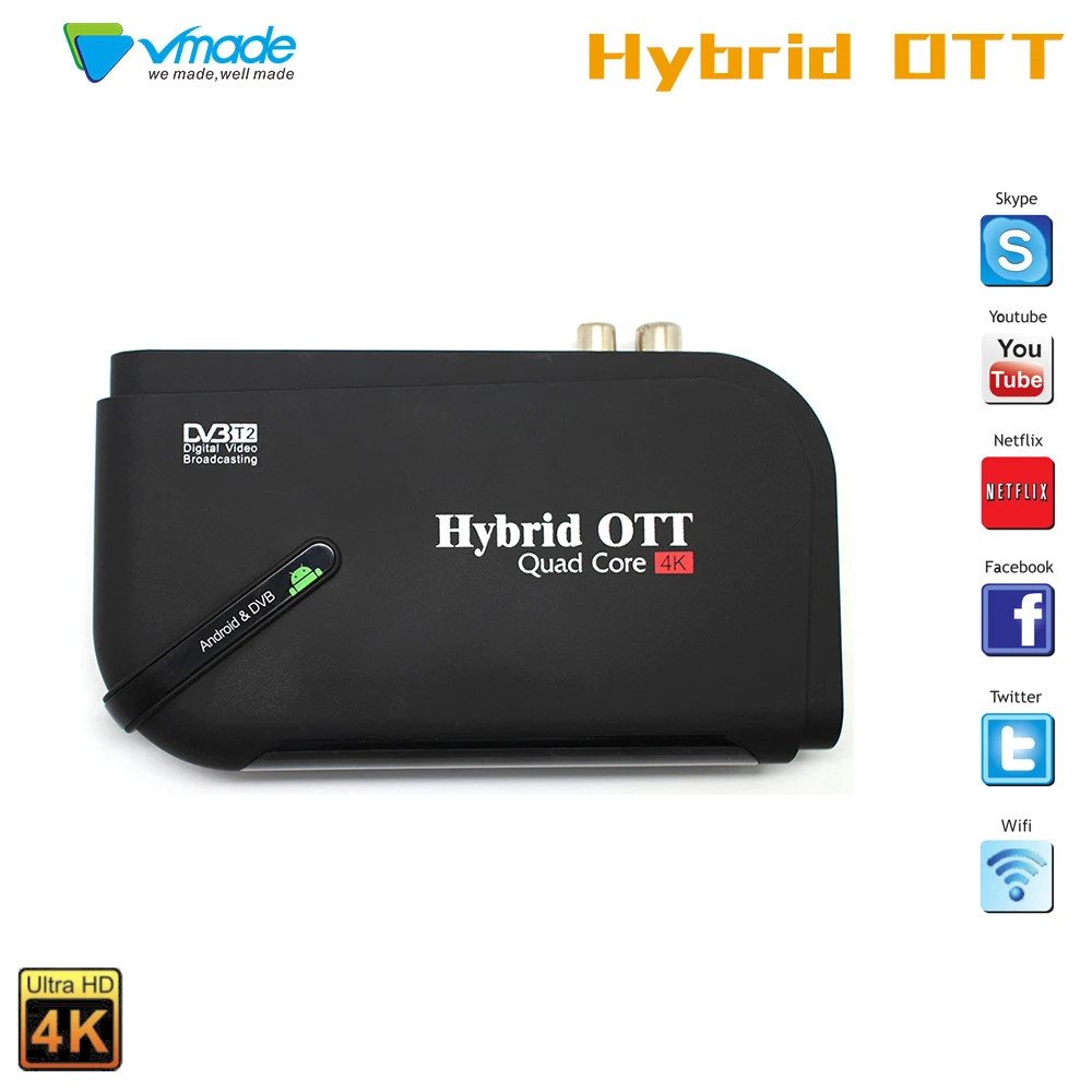 DVB-T2 Android tv BOX двухрежимный ТВ-тюнер Android 7,1 OS Amlogic S905D четырехъядерный процессор два в одном поддержка H.265 4K дисплей