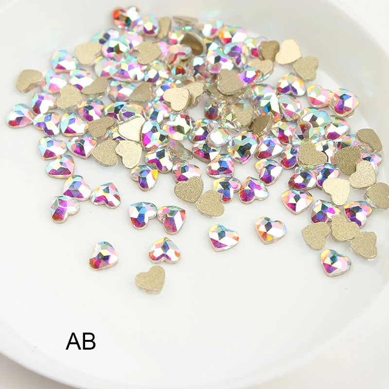 3 мм, прозрачные новые Стразы в форме сердца для дизайна ногтей, 10 цветов, модный хрустальный камень, 30 шт/100 шт, сделай сам, украшения для ногтей - Цвет: Crystal AB