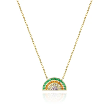 

Rainbow Choker Necklace for Women Gold Color 925 Sterling Silver Korean Style Delicate Girl Jewelry Accessories SCN378