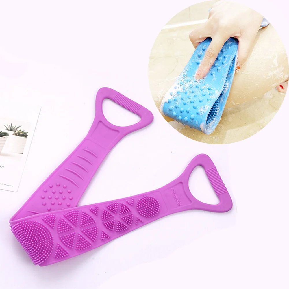 

Portable Silicone Body Cleaning Massage Strip Double Sided Back Scrubber Exfoliating Soft Long Silicone Bath Belt Massage Brush