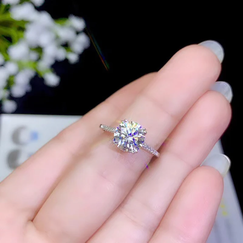 BOEYCJR 925 серебро 0.5ct/1ct/2ct/3ct F цвет Муассанит VVS элегантное обручальное свадебное кольцо с бриллиантом для женщин