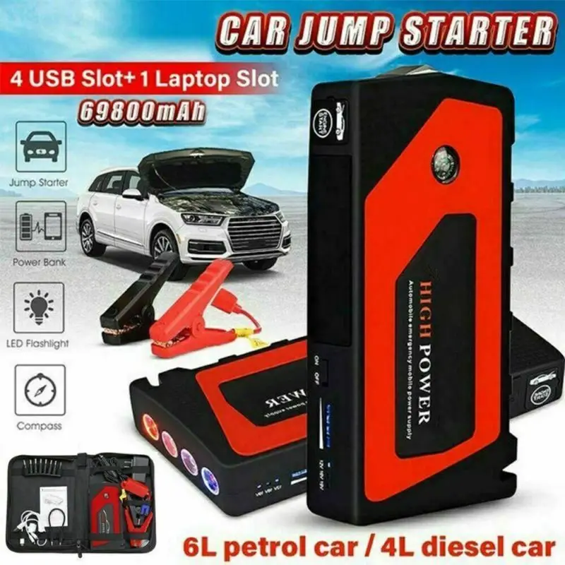 12V Automobile Emergency Start Car Jump Starter Portable USB Power Bank Voltage Regulation Overcharge Protection Battery