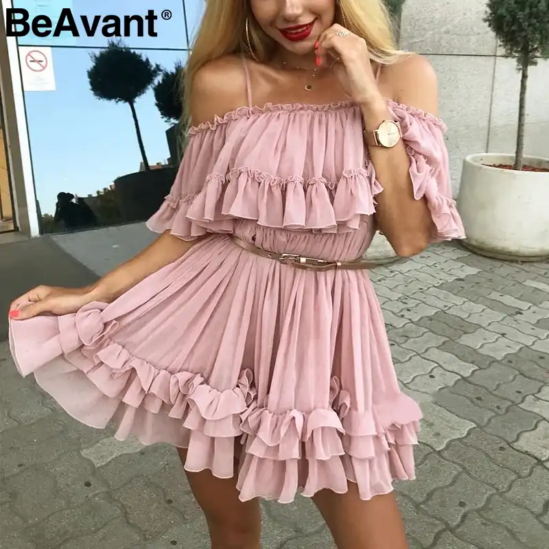 BeAvant Off shoulder strap chiffon 